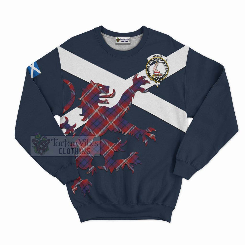 Tartan Vibes Clothing Ainslie Tartan Lion Rampant Sweatshirt – Proudly Display Your Heritage with Alba Gu Brath and Clan Name