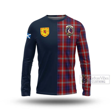 Ainslie Tartan Long Sleeve T-Shirt Alba with Scottish Lion Royal Arm Half Style