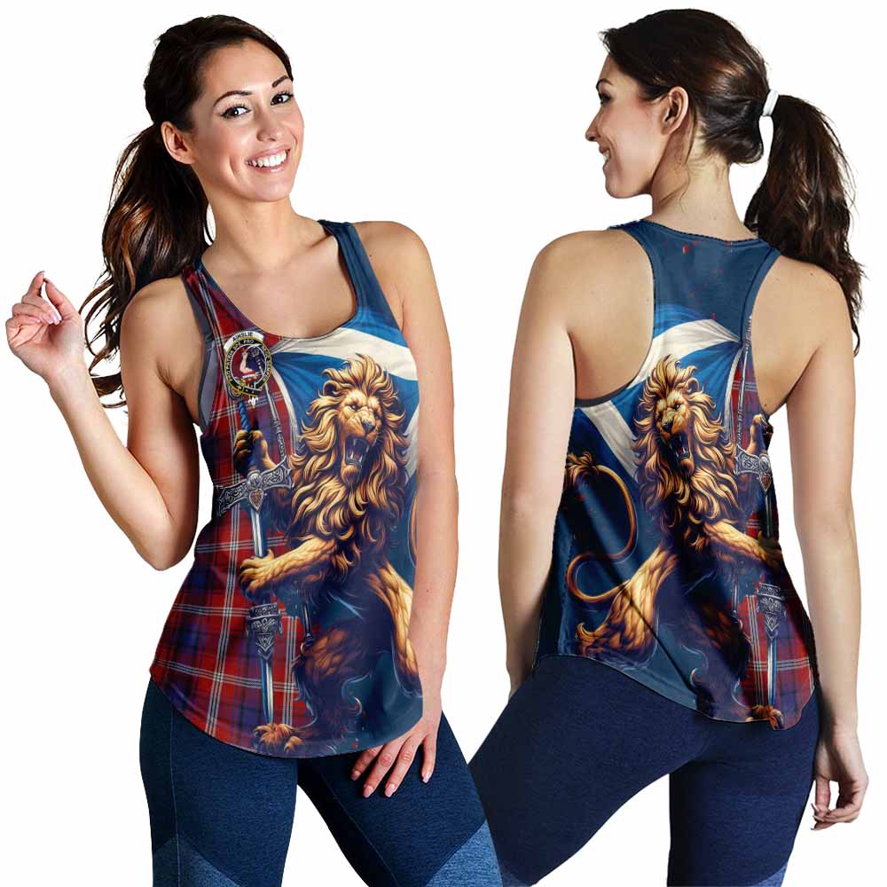 Tartan Vibes Clothing Ainslie Tartan Family Crest Women's Racerback Tanks with Scottish Majestic Lion