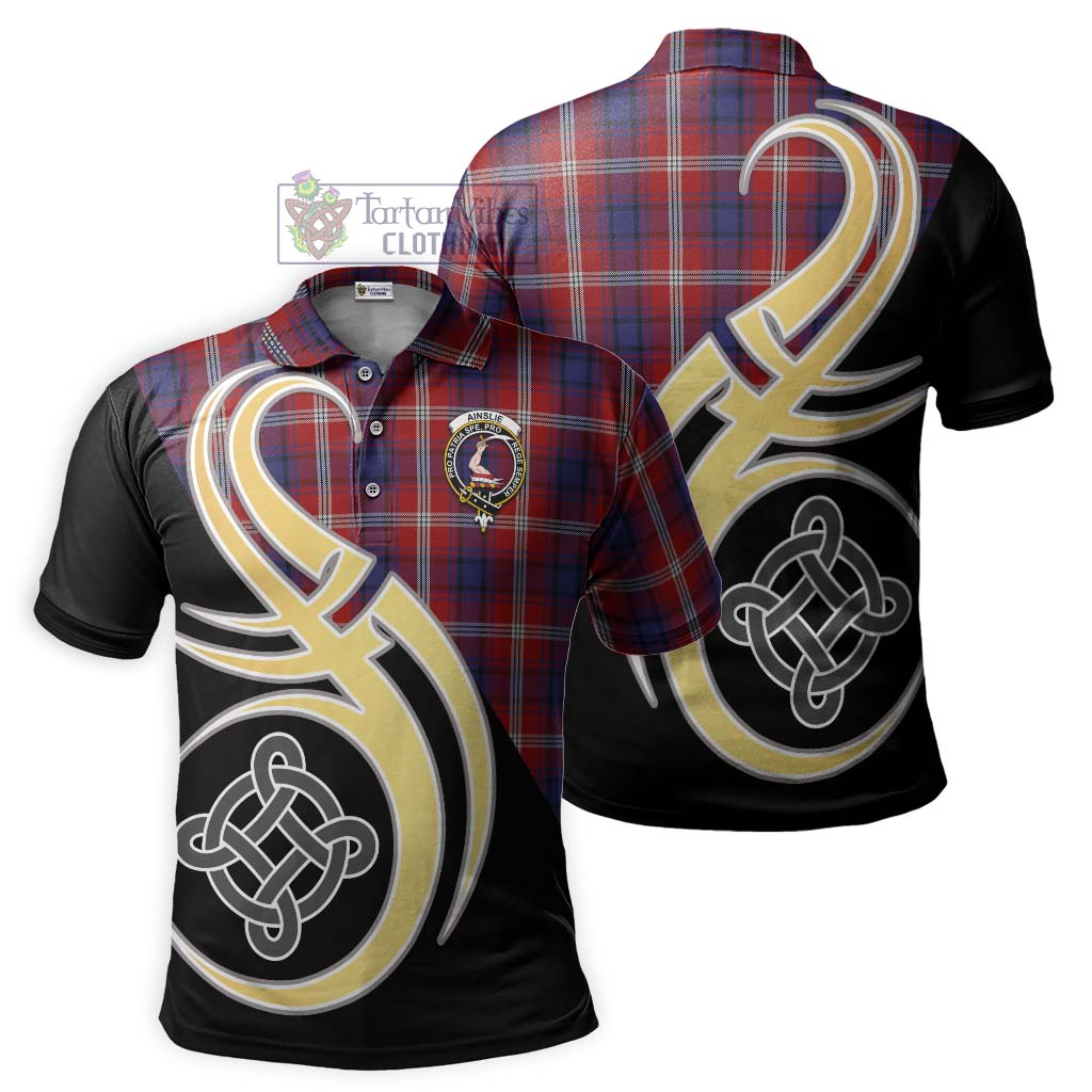 Ainslie Tartan Polo Shirt with Family Crest and Celtic Symbol Style Kid - Tartan Vibes Clothing