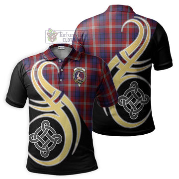 Ainslie Tartan Polo Shirt with Family Crest and Celtic Symbol Style