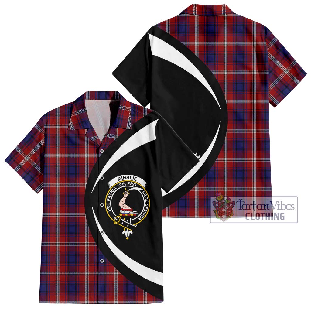 Ainslie Tartan Short Sleeve Button Up with Family Crest Circle Style Kid - Tartan Vibes Clothing