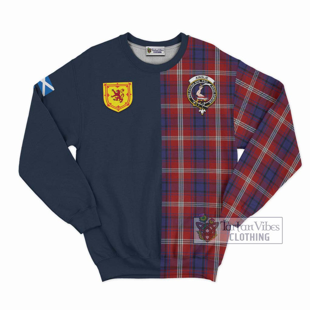 Tartan Vibes Clothing Ainslie Tartan Sweatshirt with Scottish Lion Royal Arm Half Style