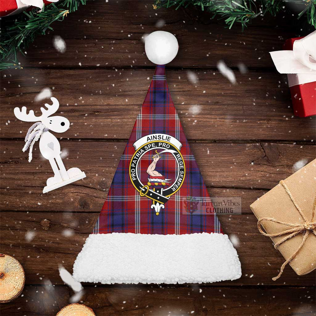 Tartan Vibes Clothing Ainslie Tartan Christmas Santa Hats with Family Crest