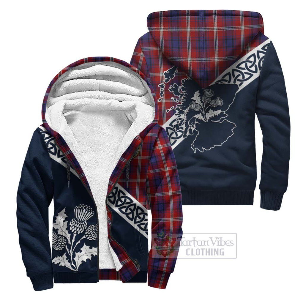 Tartan Vibes Clothing Ainslie Tartan Sherpa Hoodie Featuring Thistle and Scotland Map