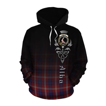 Ainslie Tartan Cotton Hoodie Featuring Alba Gu Brath Family Crest Celtic Inspired