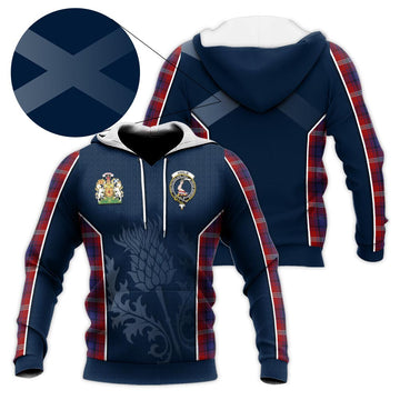 Ainslie Tartan Knitted Hoodie with Family Crest and Scottish Thistle Vibes Sport Style