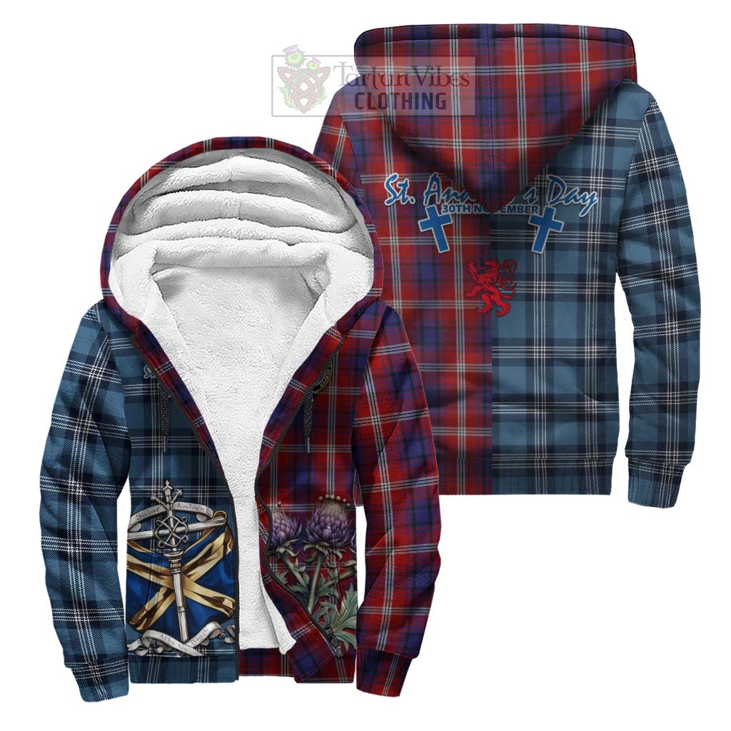 Tartan Vibes Clothing Ainslie Tartan Sherpa Hoodie Happy St. Andrew's Day Half Tartan Style