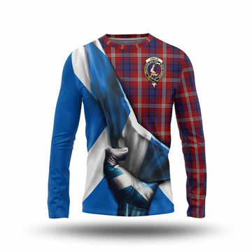 Ainslie Tartan Long Sleeve T-Shirt with Family Crest Scotland Patriotic Style