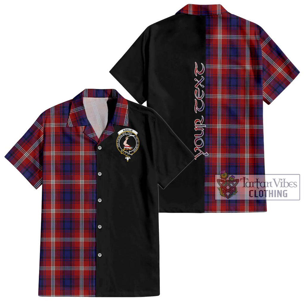 Ainslie Tartan Short Sleeve Button Shirt with Family Crest and Half Of Me Style Kid - Tartanvibesclothing Shop