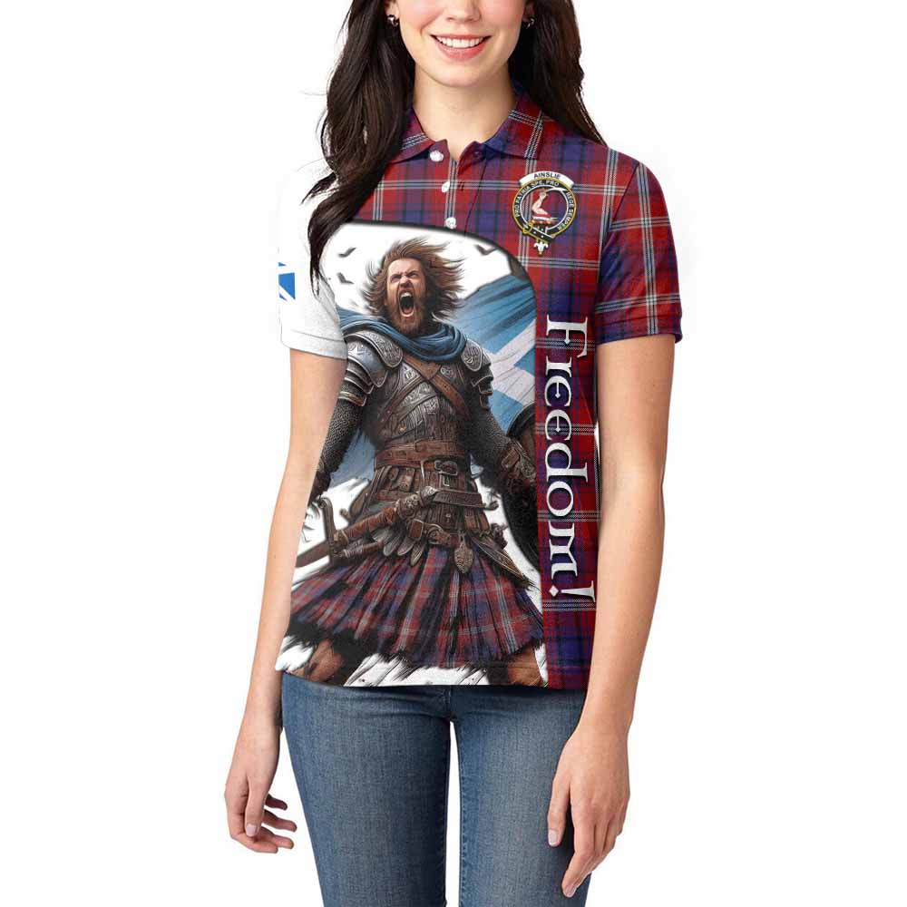 Tartan Vibes Clothing Ainslie Crest Tartan Women's Polo Shirt Inspired by the Freedom of Scottish Warrior