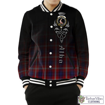 Ainslie Tartan Baseball Jacket Featuring Alba Gu Brath Family Crest Celtic Inspired