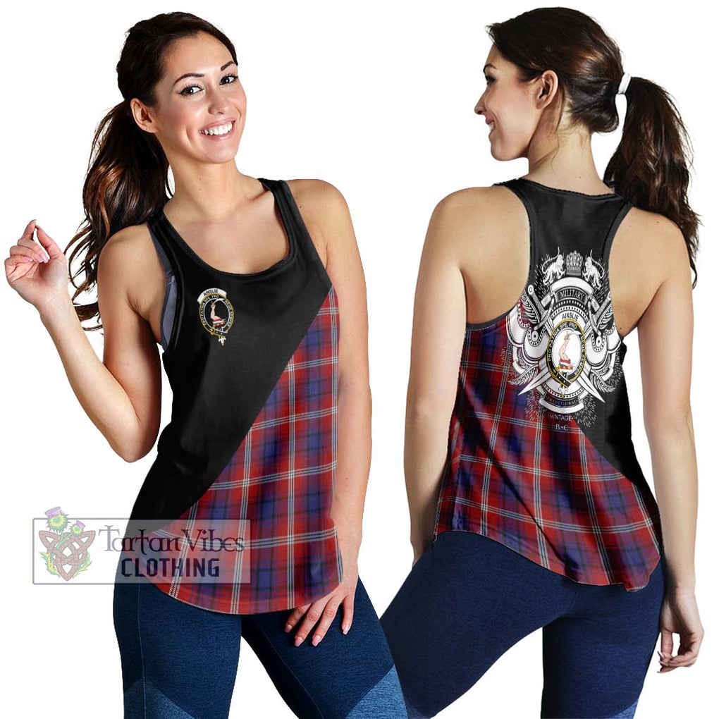 Ainslie Tartan Women's Racerback Tanks with Family Crest and Military Logo Style 4XL - Tartanvibesclothing Shop