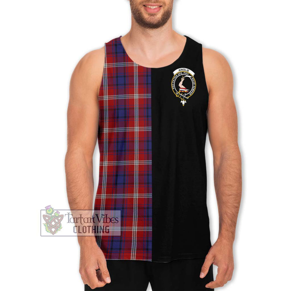 Ainslie Tartan Men's Tank Top with Family Crest and Half Of Me Style Men - Tartanvibesclothing Shop