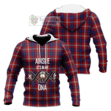 Ainslie Tartan Knitted Hoodie with Family Crest DNA In Me Style