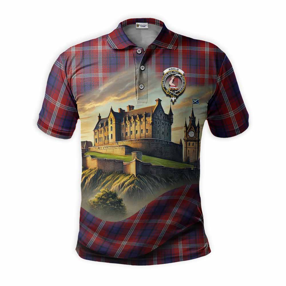 Ainslie Tartan Family Crest Polo Shirt with Scottish Ancient Castle Style Kid - Tartan Vibes Clothing