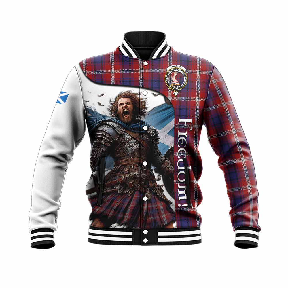 Tartan Vibes Clothing Ainslie Crest Tartan Baseball Jacket Inspired by the Freedom of Scottish Warrior