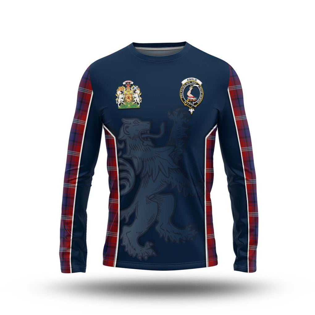 Ainslie Tartan Long Sleeve T-Shirt with Family Crest and Lion Rampant Vibes Sport Style Unisex - Tartan Vibes Clothing