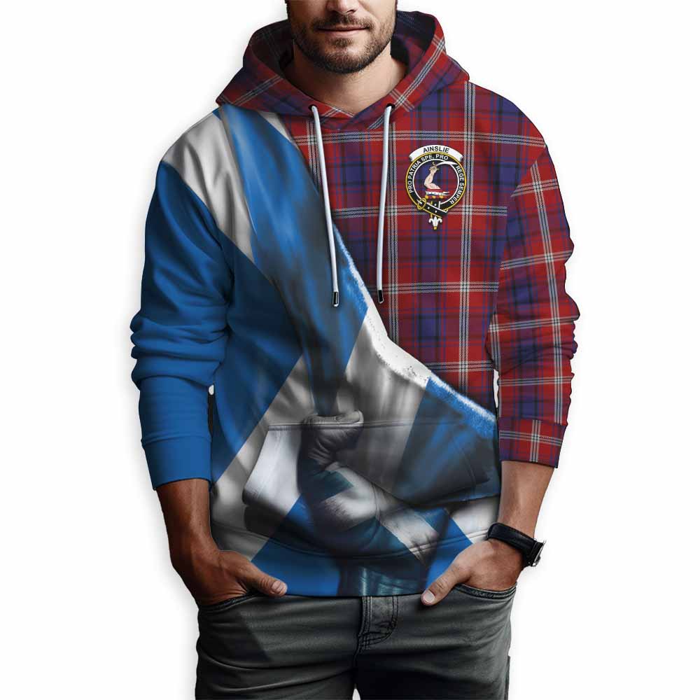 Tartan Vibes Clothing Ainslie Tartan Hoodie with Family Crest Scotland Patriotic Style