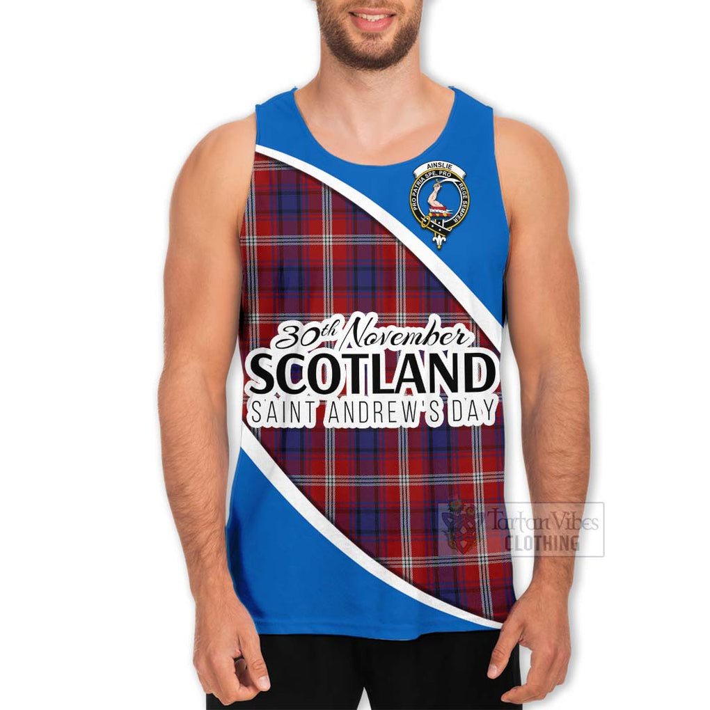 Tartan Vibes Clothing Ainslie Family Crest Tartan Men's Tank Top Celebrate Saint Andrew's Day in Style