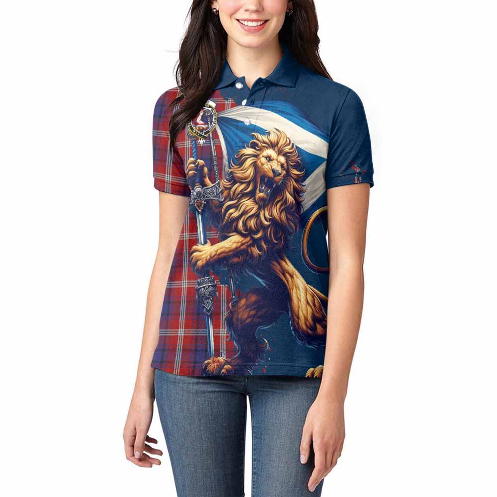 Tartan Vibes Clothing Ainslie Tartan Family Crest Women's Polo Shirt with Scottish Majestic Lion