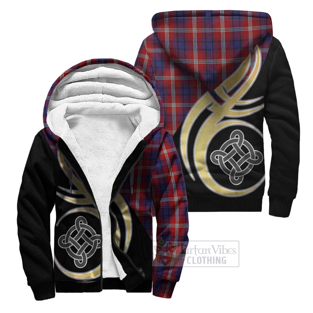 Ainslie Tartan Sherpa Hoodie with Family Crest and Celtic Symbol Style Unisex S - Tartan Vibes Clothing