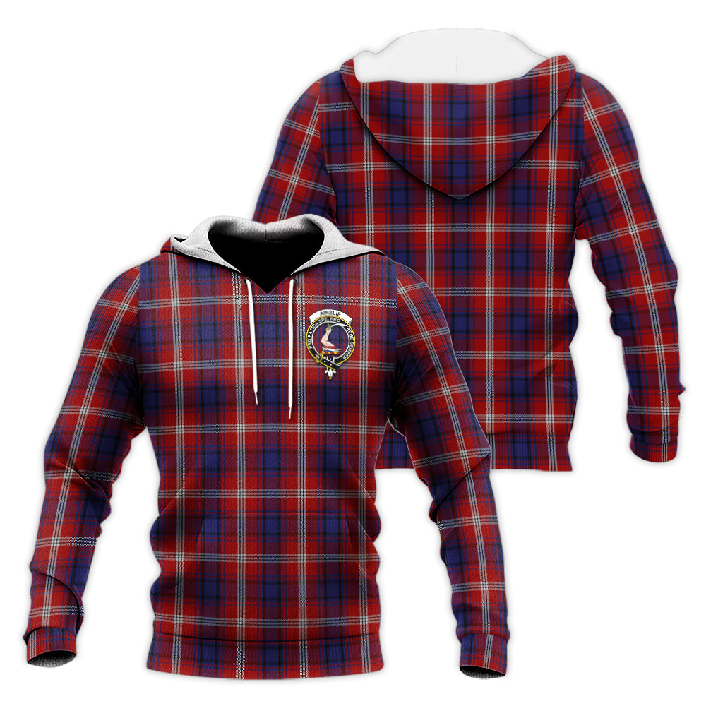 Ainslie Tartan Knitted Hoodie with Family Crest Unisex Knitted Hoodie - Tartanvibesclothing