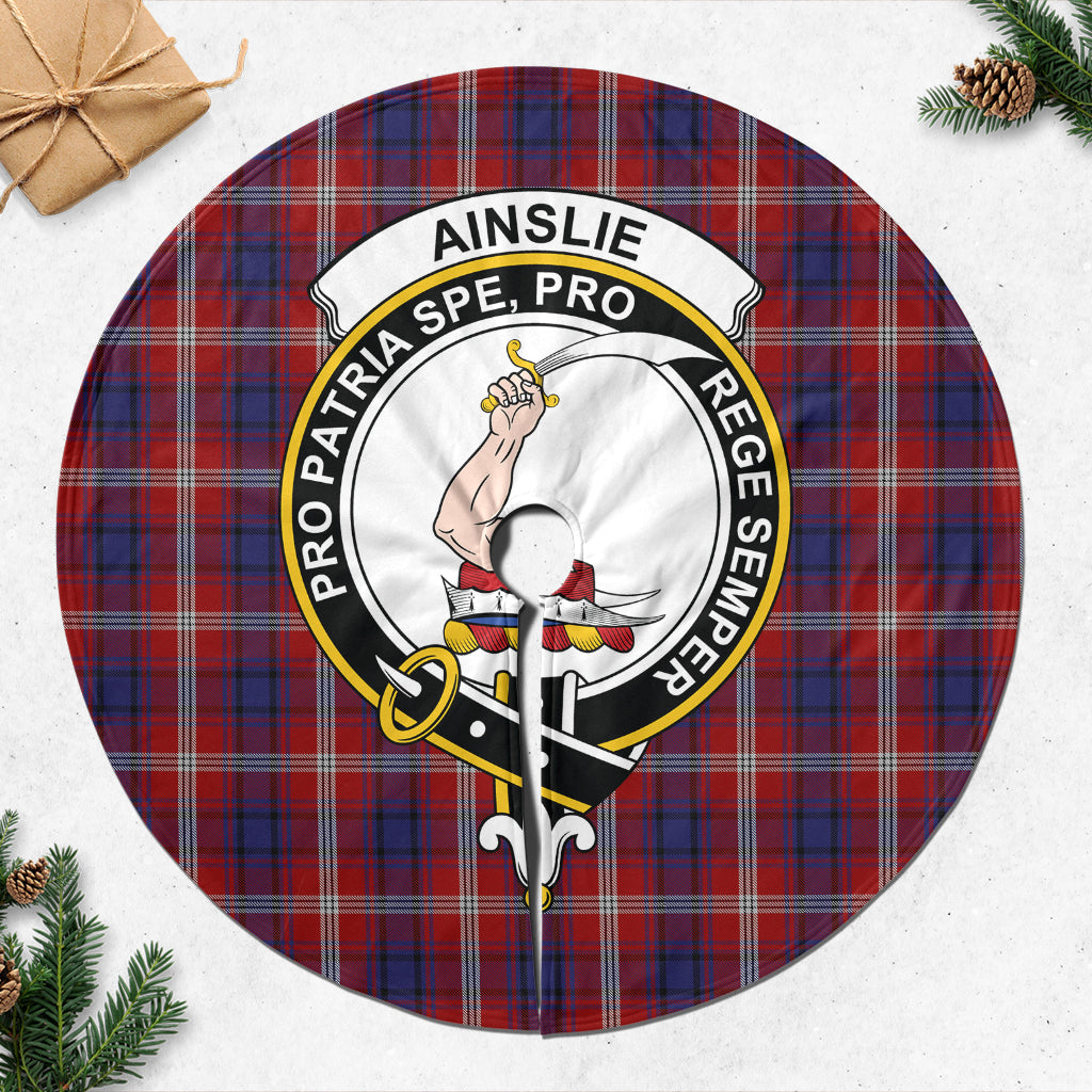 Ainslie Tartan Christmas Tree Skirt with Family Crest - Tartanvibesclothing