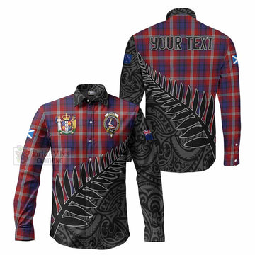 Ainslie Crest Tartan Long Sleeve Button Shirt with New Zealand Silver Fern Half Style