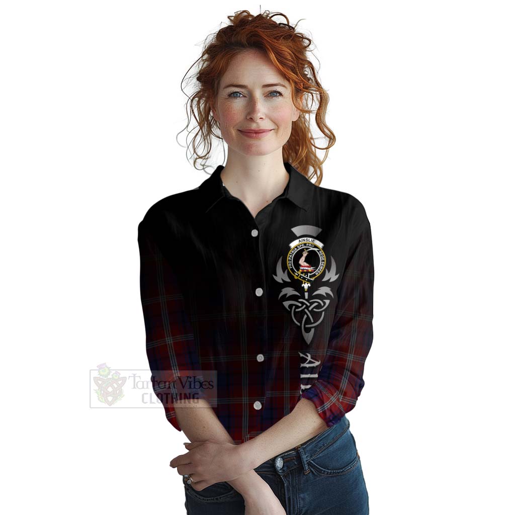 Tartan Vibes Clothing Ainslie Tartan Women's Casual Shirt Featuring Alba Gu Brath Family Crest Celtic Inspired