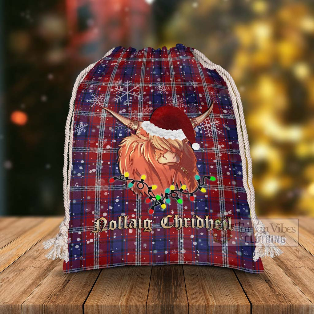 Tartan Vibes Clothing Ainslie Tartan Christmas Santa's Bag with Highland Cow