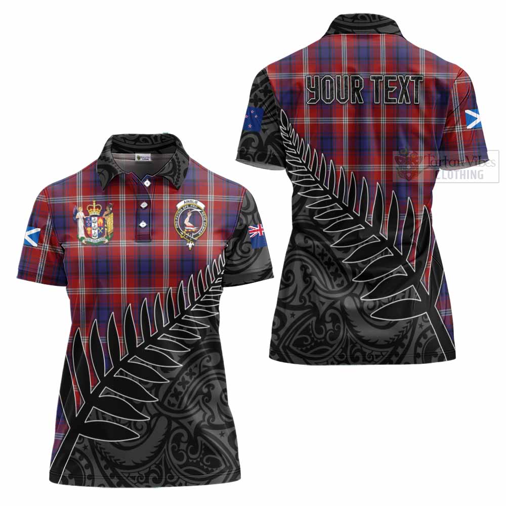 Tartan Vibes Clothing Ainslie Crest Tartan Women's Polo Shirt with New Zealand Silver Fern Half Style