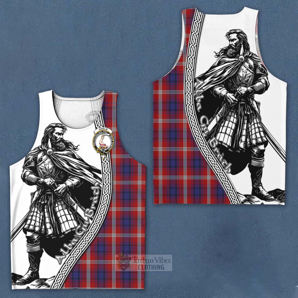 Tartan Vibes Clothing Ainslie Tartan Clan Crest Men's Tank Top with Highlander Warrior Celtic Style