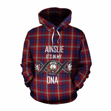 Ainslie Tartan Cotton Hoodie with Family Crest DNA In Me Style