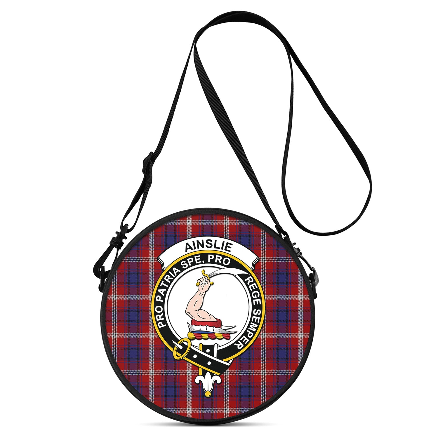 Ainslie Tartan Round Satchel Bags with Family Crest One Size 9*9*2.7 inch - Tartanvibesclothing