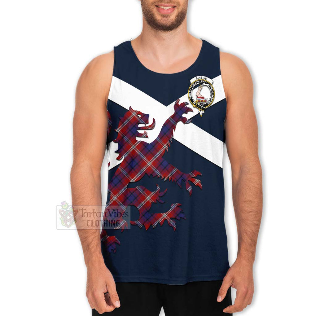 Tartan Vibes Clothing Ainslie Tartan Lion Rampant Men's Tank Top – Proudly Display Your Heritage with Alba Gu Brath and Clan Name