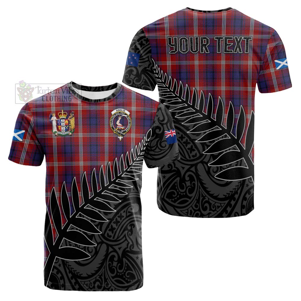 Tartan Vibes Clothing Ainslie Crest Tartan Cotton T-shirt with New Zealand Silver Fern Half Style