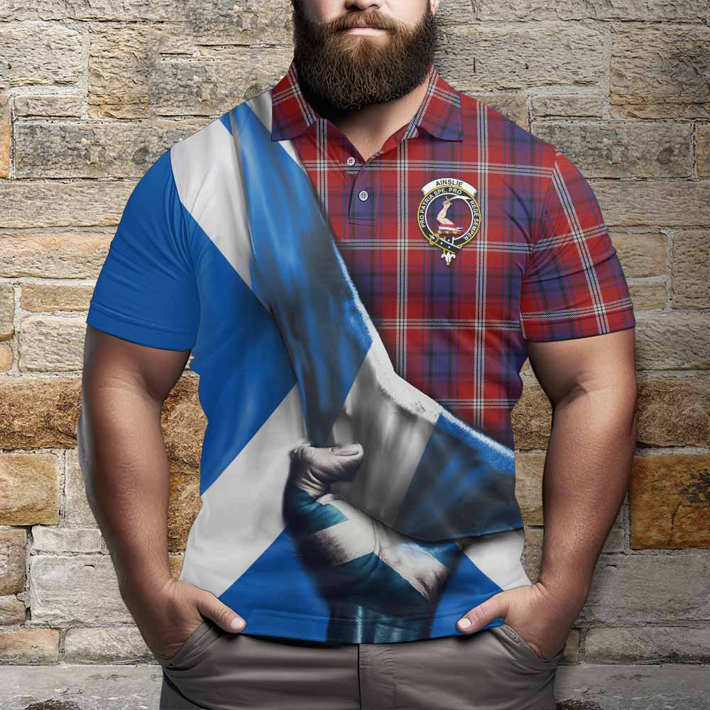 Tartan Vibes Clothing Ainslie Tartan Polo Shirt with Family Crest Scotland Patriotic Style