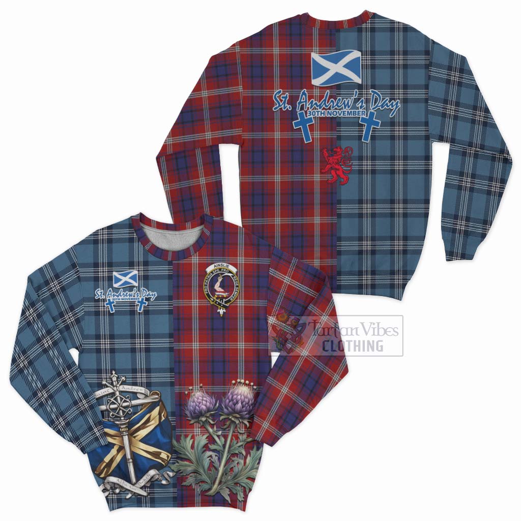 Tartan Vibes Clothing Ainslie Tartan Sweatshirt Happy St. Andrew's Day Half Tartan Style