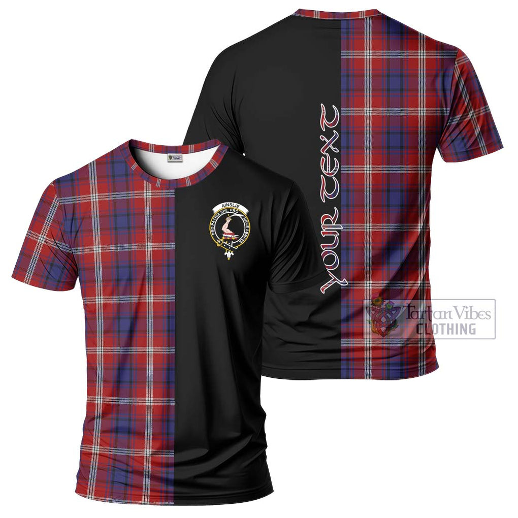 Ainslie Tartan T-Shirt with Family Crest and Half Of Me Style Kid's Shirt - Tartanvibesclothing Shop