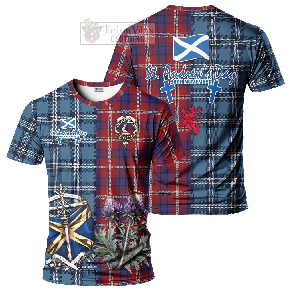 Tartan Vibes Clothing Ainslie Tartan T-Shirt Happy St. Andrew's Day Half Tartan Style