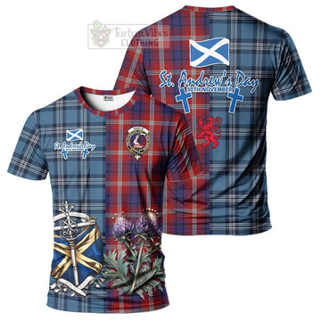 Ainslie Tartan T-Shirt Happy St. Andrew's Day Half Tartan Style