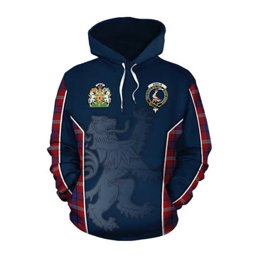 Ainslie Tartan Cotton Hoodie with Family Crest and Lion Rampant Vibes Sport Style