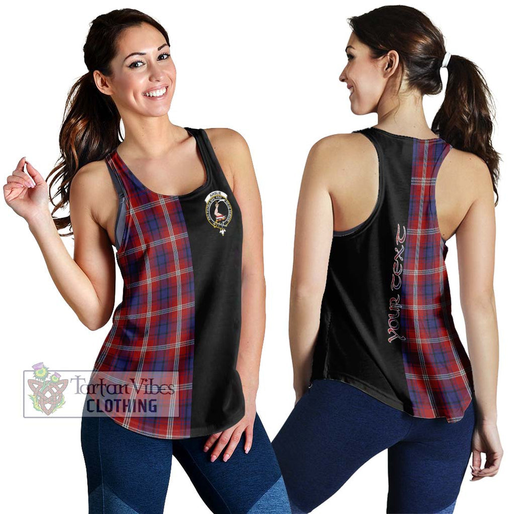 Ainslie Tartan Women's Racerback Tanks with Family Crest and Half Of Me Style 4XL - Tartanvibesclothing Shop