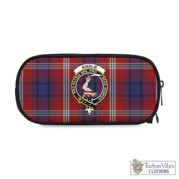 Ainslie Tartan Pen and Pencil Case with Family Crest