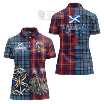 Ainslie Tartan Women's Polo Shirt Happy St. Andrew's Day Half Tartan Style