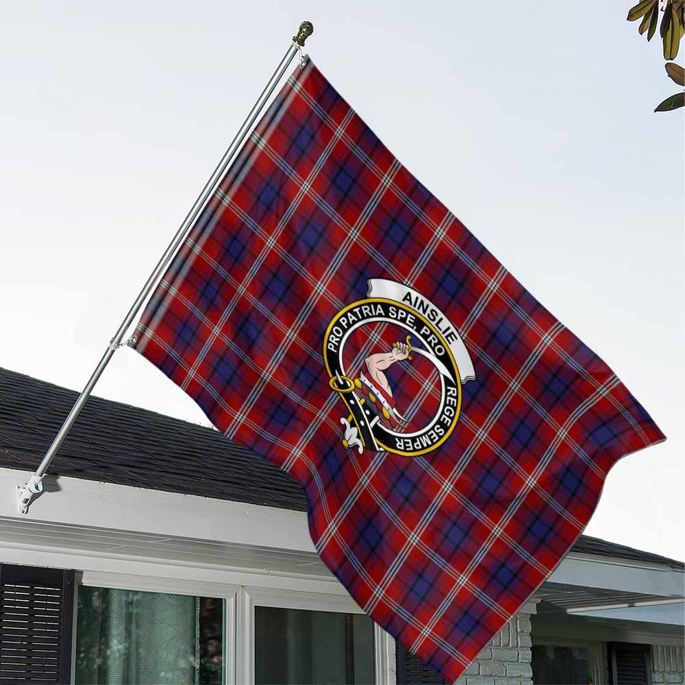 Tartan Vibes Clothing Ainslie Tartan House Flag with Family Crest