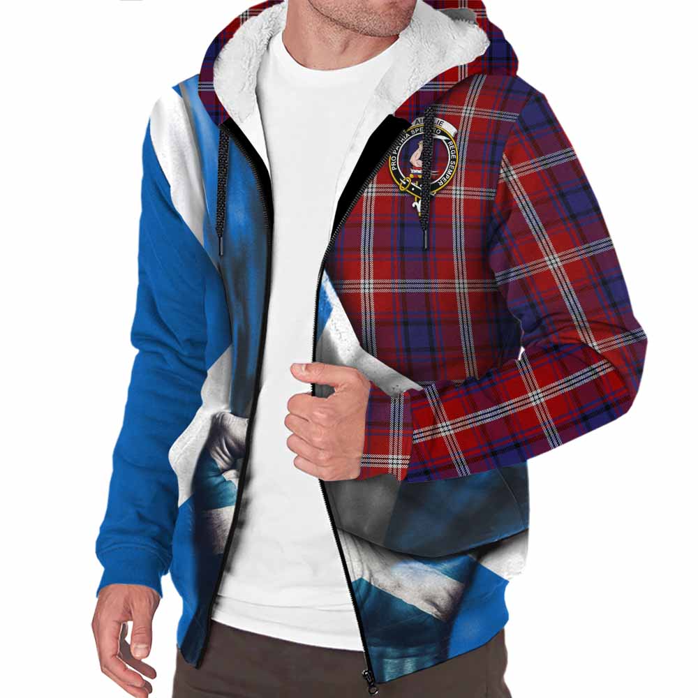 Tartan Vibes Clothing Ainslie Tartan Sherpa Hoodie with Family Crest Scotland Patriotic Style