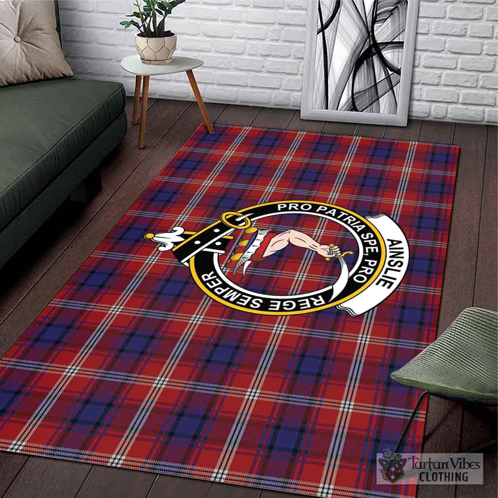 Tartan Vibes Clothing Ainslie Tartan Area Rug with Family Crest