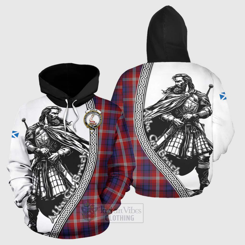 Tartan Vibes Clothing Ainslie Tartan Clan Crest Hoodie with Highlander Warrior Celtic Style